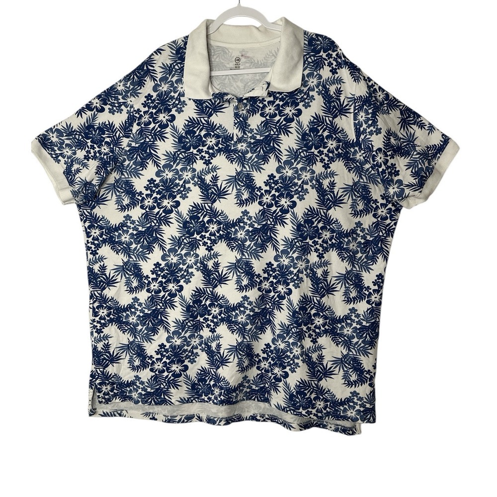 HB Harbor Bay Polo Shirt Mens 4XLT‎ Plus Tropical Floral Short Sleeve Beach